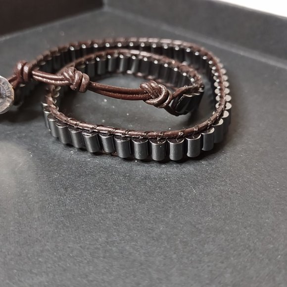 Dark Silver Tone And Brown 15 Inch Lulu Dharma Wrap Bracelet - Picture 9 of 12